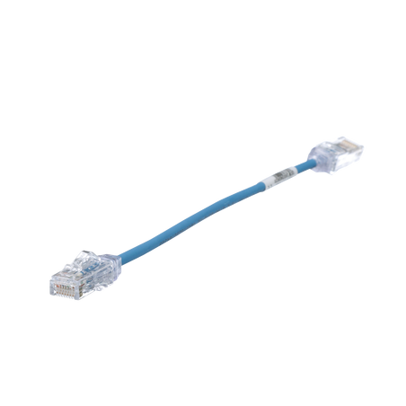 Cable de Parcheo TX6, UTP Cat6, Diámetro Reducido (28AWG), Color Azul, 20.2 cm (8 Pulgadas)