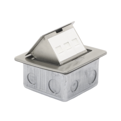 Mini Caja de Piso Rectangular para Datos y Conectores Tipo Keystone, Color y Material en Acero Inoxidable (3 Puertos) (11000-212
