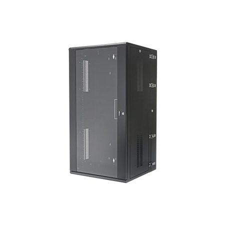 Gabinete PanZone de Montaje en Pared, de 19in, Puerta con Ventana de Seguridad, 26 UR, 635mm de Profundidad, Color Negro