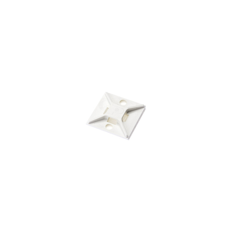 Montaje-Sujetador Para Cable de 4 Vías, con Adhesivo, 25.4 x 25.4mm (1in x 1in), Color Blanco, Uso en Interior, 1 pieza