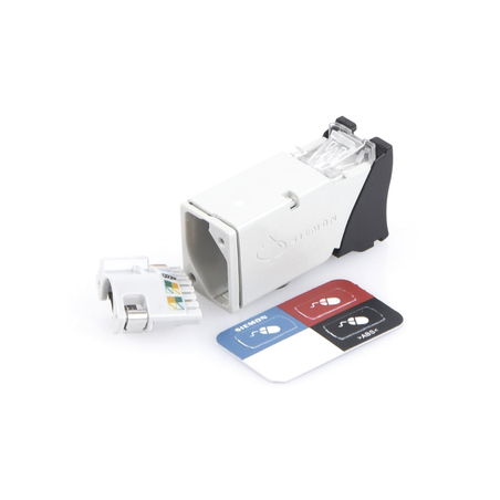 Jack Z-MAX Cat6A, Blindado, Montaje Híbrido en Placa de Pared (Plano y Angulado), Color Negro