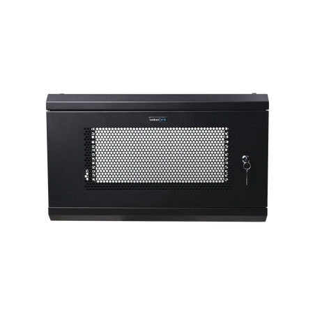 Gabinete de Pared de 6U con Puerta Perforada, 455 mm de Profundidad Total, Rack de 19'', Acero Reforzado Color Negro