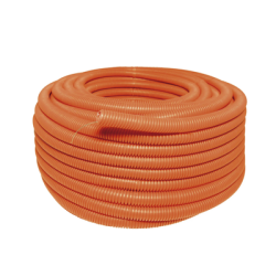 Manguera Poliducto Corrugado Flexible Naranja Reforzado de 1/2" x 100 m Para Instalaciones Eléctricas /Polietileno Alta Densida