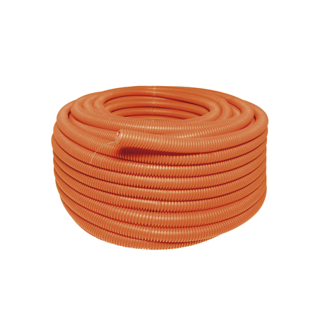 Manguera Poliducto Corrugado Flexible Naranja Reforzado de 1/2" x 100 m Para Instalaciones Eléctricas /Polietileno Alta Densida