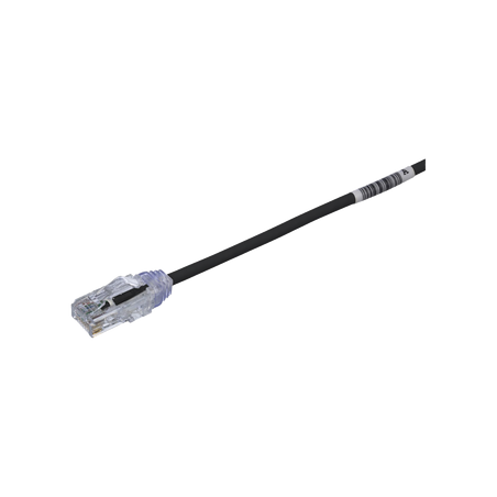 Cable de Parcheo TX6, UTP Cat6, Diámetro Reducido (28AWG), Color Negro, 0.3 Metros (1 Pie)