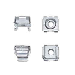 Kit de 20 Tuercas Enjauladas 10-32, Para Uso en Gabinetes o Racks con Rieles con Orificios Cuadrado, de Acero, Color Plateado