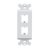 Marco de Módulo Dúplex, Para Placas Frontales Estándar GFCI, Acepta 2 Módulos Mini-Com, Color Blanco