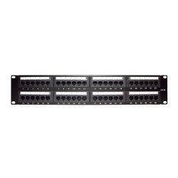 Panel de Parcheo de Impacto (110) UTP de 48 Puertos Cat5e 19 Pulgadas (48.26 cm), 2U con Barra para Organizar Cable