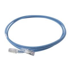 Patch Cord Skinny Cat6A Blindado S/FTP, 2.13 Metros (7 Pies), Diámetro Reducido 28 AWG, Color Azul