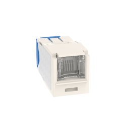 Conector Jack RJ45 Estilo TG con Ventana, Mini-Com, Categoría 6A, de 8 Posiciones y 8 Cables, Color Blanco