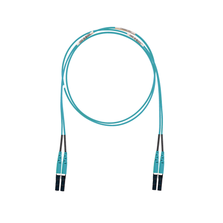 Jumper de Fibra Optica Multimodo 50/125 OM3, LC-LC Duplex, LSZH (Cero Halógenos), Color Aqua, 1 Metro (3.28 Pies)