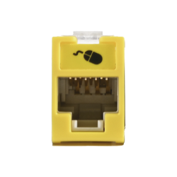 Jack Ultramax Cat6a, Utp, Montaje Híbrido en Placa de Pared (Plano y Angulado), Color Amarillo, Punch Down
