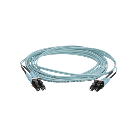 Jumper de Fibra Optica Multimodo 50/125 OM4, LC-LC Duplex, OFNR (Riser), Color Aqua, 20 Metros (65.62 Pies)
