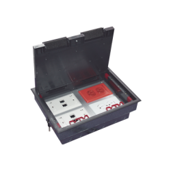 Caja de Piso para Cuatro Módulos Universales (Socket M4), para Alimentación Eléctrica y Redes de Datos (11000-43401) No Inclu