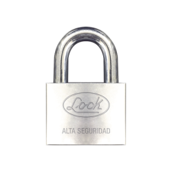 Candado de hierro alta seguridad con llave de disco/ Acabado Cromado/ Llaves Abloy/ Medida de Horquilla 34 mm.