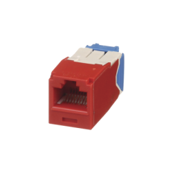 Conector Jack RJ45 Estilo TG, Mini-Com, Categoría 6A, de 8 Posiciones y 8 Cables, Color Rojo