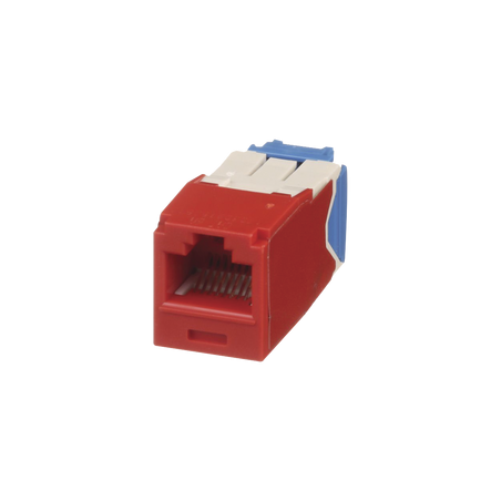 Conector Jack RJ45 Estilo TG, Mini-Com, Categoría 6A, de 8 Posiciones y 8 Cables, Color Rojo