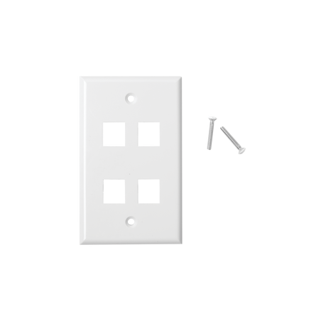 Placa de Pared de 4 Puertos, Keystone, Color Blanco