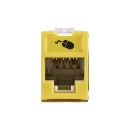 Jack Ultramax Cat6, UTP, Montaje Híbrido en Placa de Pared (Plano y Angulado), Color Amarillo, Punch Down