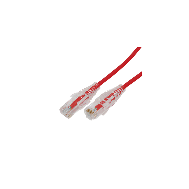 Cable de Parcheo Slim UTP Cat6A - 7 Metros (22.97 Pies) Rojo, Diámetro Reducido (28 AWG)