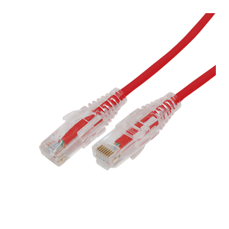 Cable de Parcheo Slim UTP Cat6A - 7 Metros (22.97 Pies) Rojo, Diámetro Reducido (28 AWG)