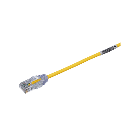 Cable de Parcheo TX6, UTP Cat6, Diámetro Reducido (28AWG), Color Amarillo, 20.2 cm (8 Pulgadas)