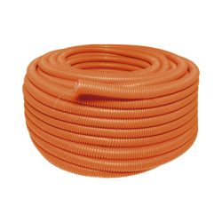 Manguera Poliducto Corrugado Flexible Naranja Reforzado de 3/4" x 50 m Para Instalaciones Eléctricas /Polietileno Alta Densidad