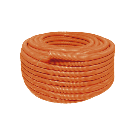 Manguera Poliducto Corrugado Flexible Naranja Reforzado de 3/4" x 50 m Para Instalaciones Eléctricas /Polietileno Alta Densidad