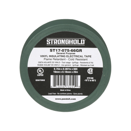 Cinta Eléctrica STRONGHOLD para Aislar, de PVC, Uso General Reparación y Mantenimiento, Grosor de 0.18mm (7 mil), Ancho de 19m