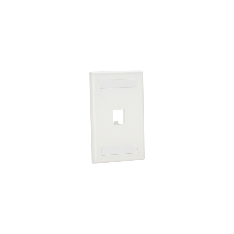 Placa de Pared Vertical Clásica, Salida Para 1 Puerto Mini-Com, Con Espacios Para Etiquetas, Color Blanco