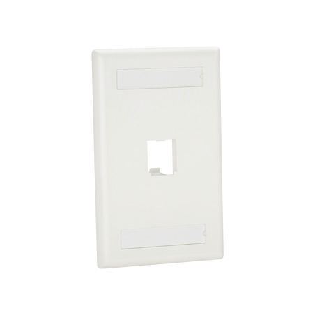 Placa de Pared Vertical Clásica, Salida Para 1 Puerto Mini-Com, Con Espacios Para Etiquetas, Color Blanco