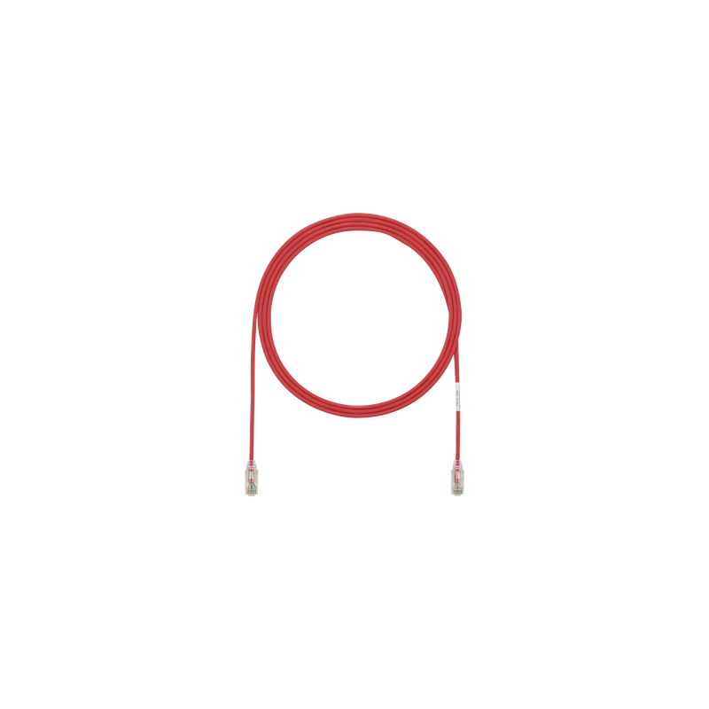 Cable de Parcheo TX6, UTP Cat6, Diámetro Reducido (28AWG), Color Rojo, 2.13 Metros (7 Pies)