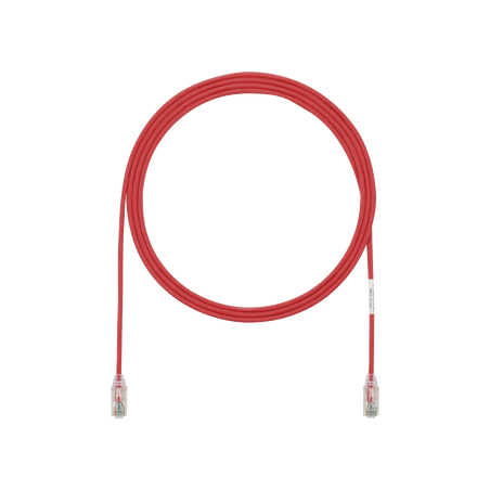 Cable de Parcheo TX6, UTP Cat6, Diámetro Reducido (28AWG), Color Rojo, 2.13 Metros (7 Pies)