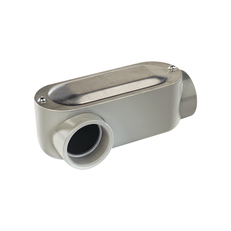 Caja oval roscada tipo LR de 1 1/4" (31.8 mm) Incluye tapa y tornillos.