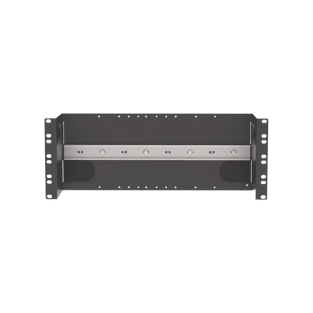 Soporte Industrial Para Instalar Equipos de Montaje en Riel DIN, Para Racks o Gabinetes Estándar de 19in, de 4UR, Color Negro