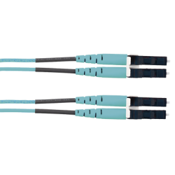 Jumper de Fibra Optica Multimodo 50/125 OM3, LC-LC Duplex, LSZH (Cero Halógenos), Color Aqua, 2 Metros (6.56 Pies)