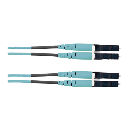 Jumper de Fibra Optica Multimodo 50/125 OM3, LC-LC Duplex, LSZH (Cero Halógenos), Color Aqua, 2 Metros (6.56 Pies)