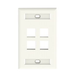Placa de Pared Vertical, Salida Para 4 Puertos Keystone, Con Espacios Para Etiquetas, Color Blanco Mate