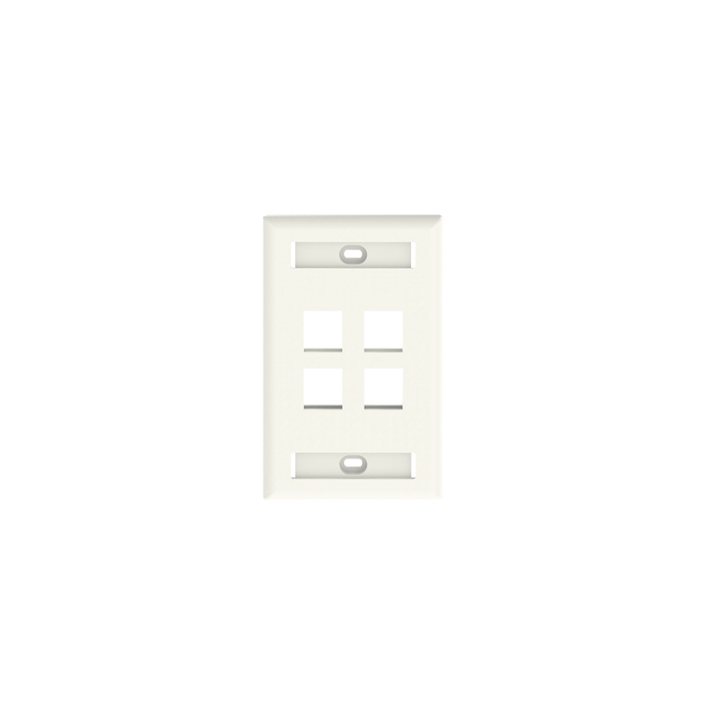Placa de Pared Vertical, Salida Para 4 Puertos Keystone, Con Espacios Para Etiquetas, Color Blanco Mate
