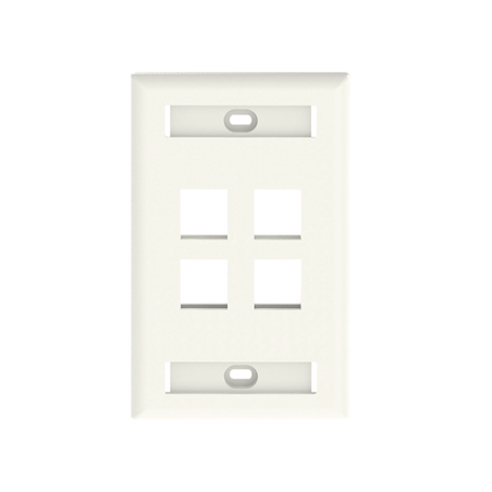 Placa de Pared Vertical, Salida Para 4 Puertos Keystone, Con Espacios Para Etiquetas, Color Blanco Mate