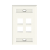 Placa de Pared Vertical, Salida Para 4 Puertos Keystone, Con Espacios Para Etiquetas, Color Blanco Mate