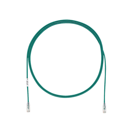 Cable de Parcheo TX6, UTP Cat6, Diámetro Reducido (28AWG), Color Verde, 2.13 Metros (7 Pies)