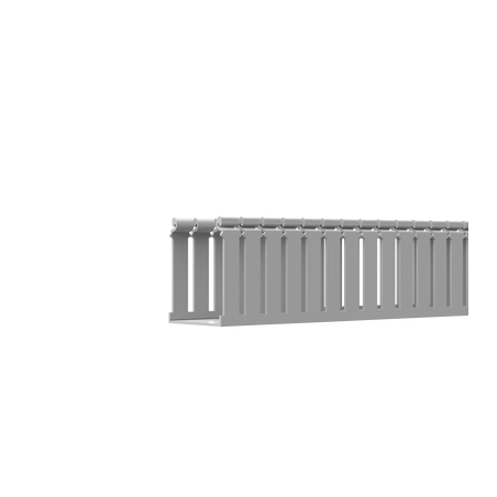 Canaleta Ranurada de PVC con Tapa, Tipo F, 108 mm de Ancho, 79.2 mm de Alto y 2 m de Largo, Color Gris