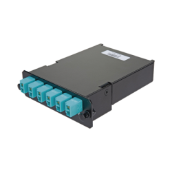 Placa Acopladora de Fibra Óptica FAP, Con 12 Pigtails y 6 Conectores LC Duplex (12 Fibras), Para Fibra Multimodo OM3/OM4, Color