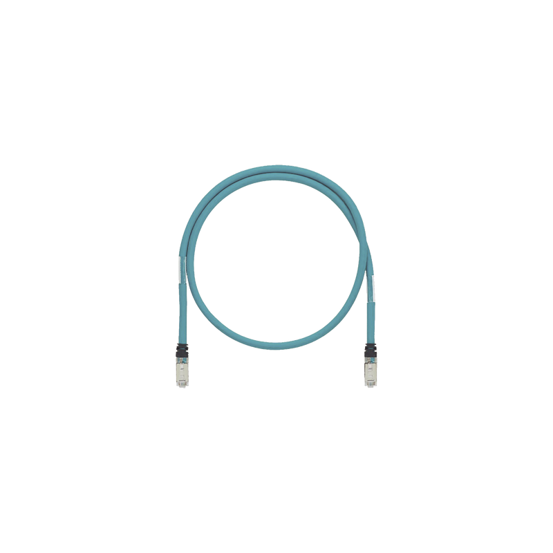 Patch Cord Cat6A de Grado Industrial 600V, Blindado SF/UTP, Calibre 26 AWG, Color Aqua, 60 cm (23.62 pulgadas).
