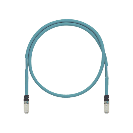 Patch Cord Cat6A de Grado Industrial 600V, Blindado SF/UTP, Calibre 26 AWG, Color Aqua, 60 cm (23.62 pulgadas).