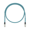 Patch Cord Cat6A de Grado Industrial 600V, Blindado SF/UTP, Calibre 26 AWG, Color Aqua, 60 cm (23.62 pulgadas).