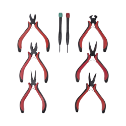 Juego de Herramientas con 6 Pinzas Eléctricas de 4.5" + 2 Desarmadores de Precisión (Plano y Cruz).