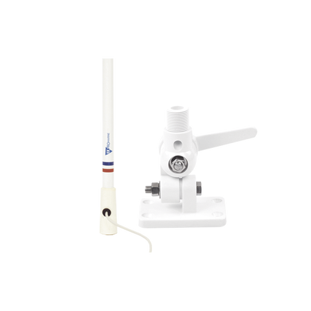 Antena Marina VHF / Fibra de Vidrio / 156-163 MHz / 6.5 dBi / Cable 4.5 m (14.8 ft) / PL-259 / Montaje Trinquete Nylon / Exterio