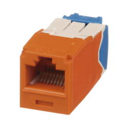 Conector Jack RJ45 Estilo TG, Mini-Com, Categoría 6A, de 8 Posiciones y 8 Cables, Color Naranja